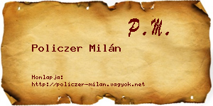 Policzer Milán névjegykártya